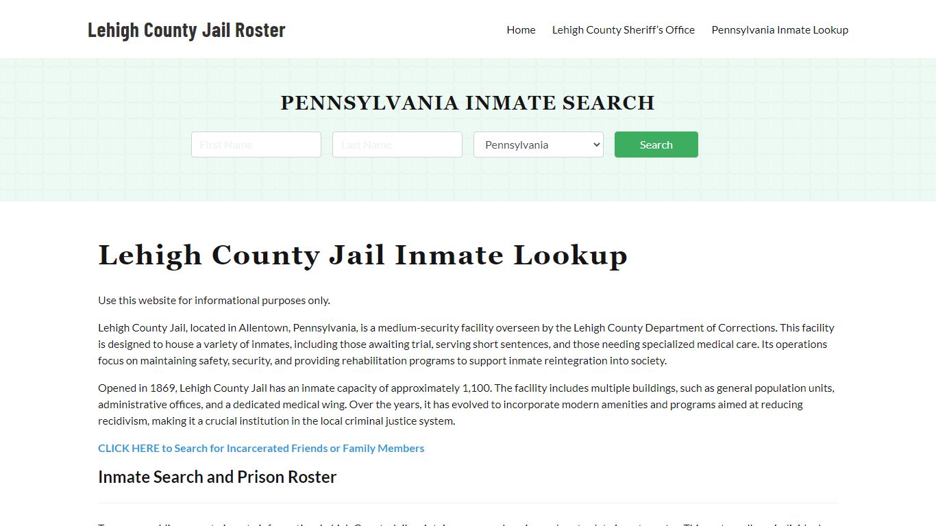 Lehigh County Jail Roster Lookup, PA, Inmate Search